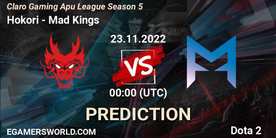 Hokori vs Mad Kings: Match Prediction. 23.11.22, Dota 2, Claro Gaming Apu League Season 5