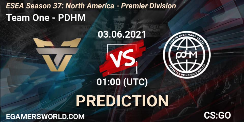 Team One vs PDHM: Match Prediction. 03.06.2021 at 01:00, Counter-Strike (CS2), ESEA Season 37: North America - Premier Division