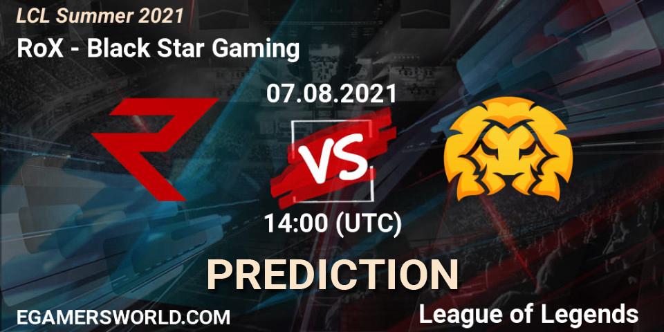 RoX vs Black Star Gaming: Match Prediction. 07.08.21, LoL, LCL Summer 2021