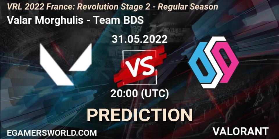 Valar Morghulis vs Team BDS: Match Prediction. 31.05.2022 at 20:35, VALORANT, VRL 2022 France: Revolution Stage 2 - Regular Season