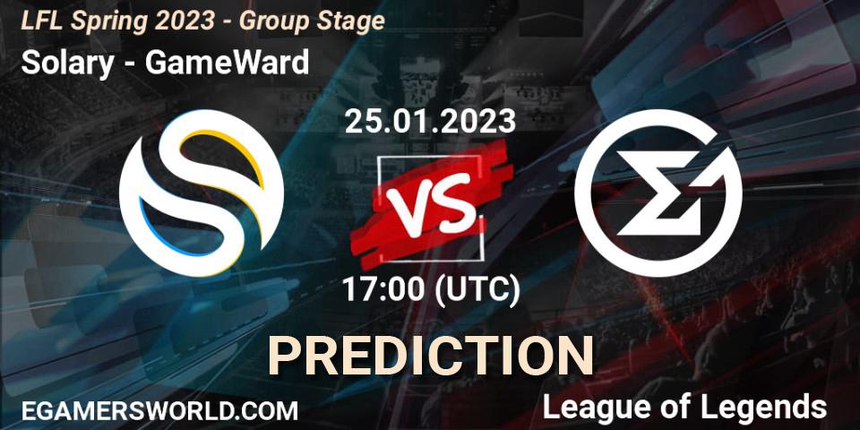 Solary vs GameWard: Match Prediction. 25.01.2023 at 17:00, LoL, LFL Spring 2023 - Group Stage