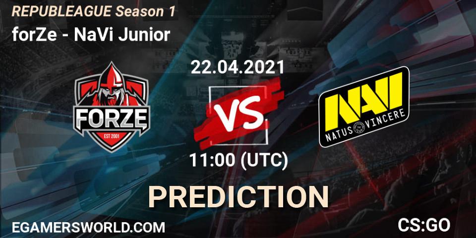 forZe vs NaVi Junior: Match Prediction. 22.04.2021 at 11:00, Counter-Strike (CS2), REPUBLEAGUE Season 1