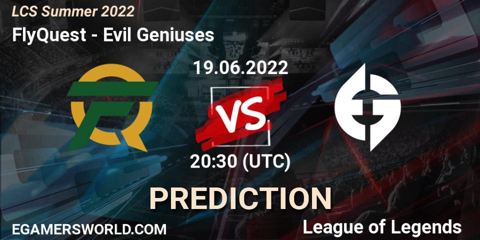 FlyQuest vs Evil Geniuses: Match Prediction. 19.06.2022 at 20:30, LoL, LCS Summer 2022