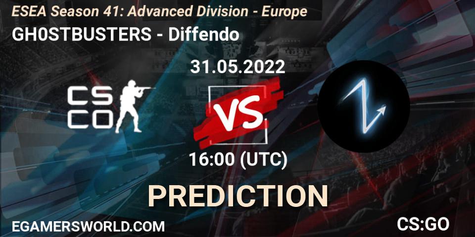 GH0STBUSTERS vs Diffendo: Match Prediction. 31.05.2022 at 16:00, Counter-Strike (CS2), ESEA Season 41: Advanced Division - Europe
