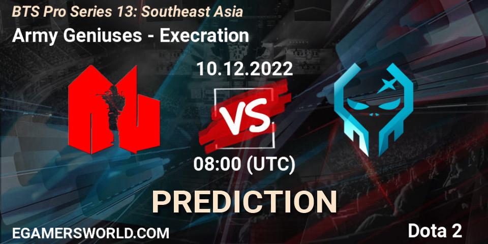 Army Geniuses vs Execration: Match Prediction. 10.12.22, Dota 2, BTS Pro Series 13: Southeast Asia