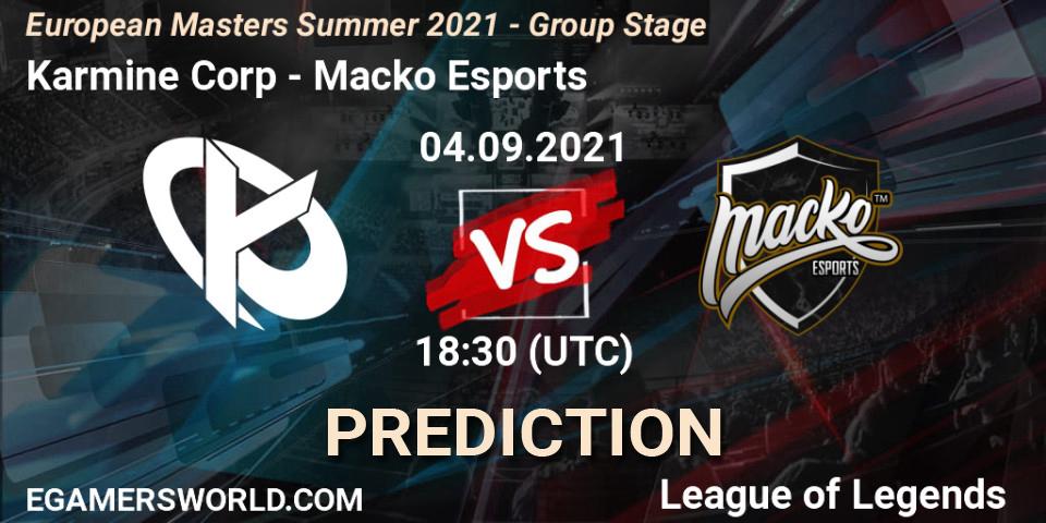 Karmine Corp vs Macko Esports: Match Prediction. 04.09.2021 at 18:30, LoL, European Masters Summer 2021 - Group Stage