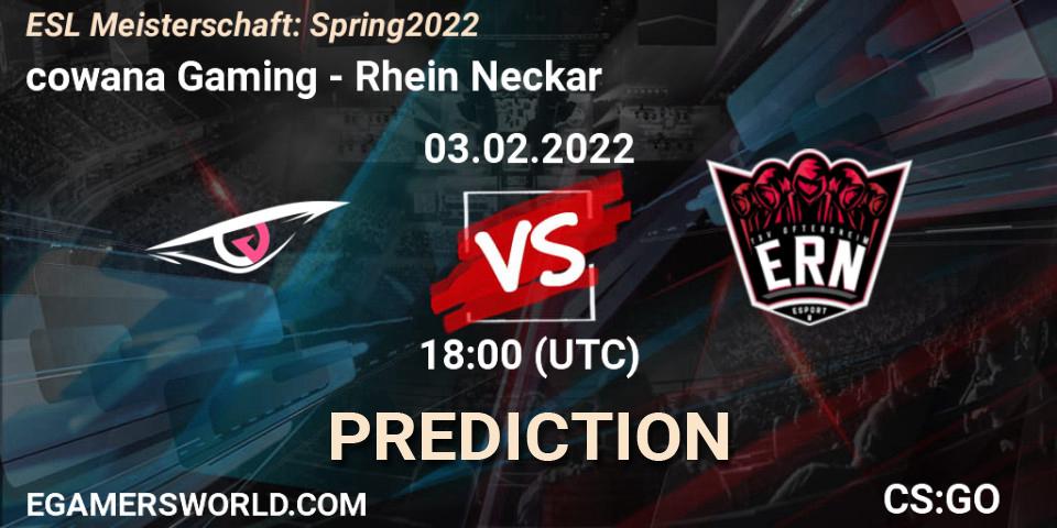 cowana Gaming vs Rhein Neckar: Match Prediction. 03.02.2022 at 18:00, Counter-Strike (CS2), ESL Meisterschaft: Spring 2022