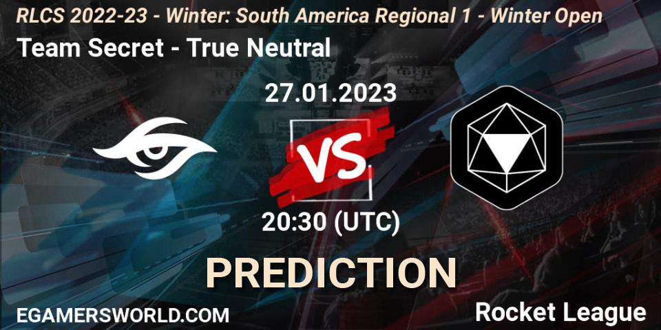 Team Secret vs True Neutral: Match Prediction. 27.01.23, Rocket League, RLCS 2022-23 - Winter: South America Regional 1 - Winter Open