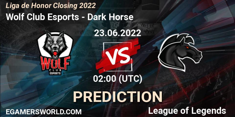 Wolf Club Esports vs Dark Horse: Match Prediction. 23.06.22, LoL, Liga de Honor Closing 2022