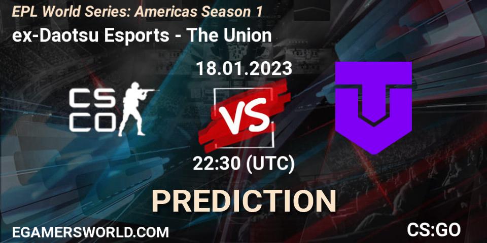 ex-Daotsu Esports vs The Union: Match Prediction. 19.01.2023 at 19:00, Counter-Strike (CS2), EPL World Series: Americas Season 1
