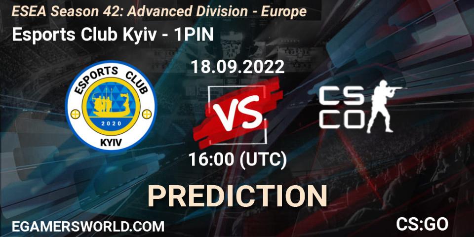 Esports Club Kyiv vs 1PIN: Match Prediction. 18.09.2022 at 16:00, Counter-Strike (CS2), ESEA Season 42: Advanced Division - Europe