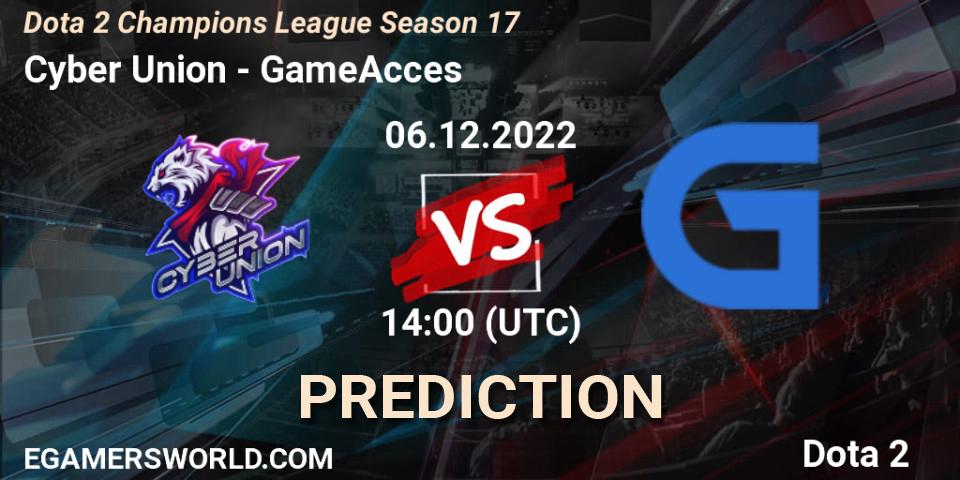 Cyber Union vs GameAcces: Match Prediction. 06.12.22, Dota 2, Dota 2 Champions League Season 17