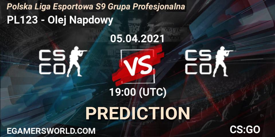 PL123 vs Olej Napędowy: Match Prediction. 05.04.2021 at 19:00, Counter-Strike (CS2), Polska Liga Esportowa S9 Grupa Profesjonalna