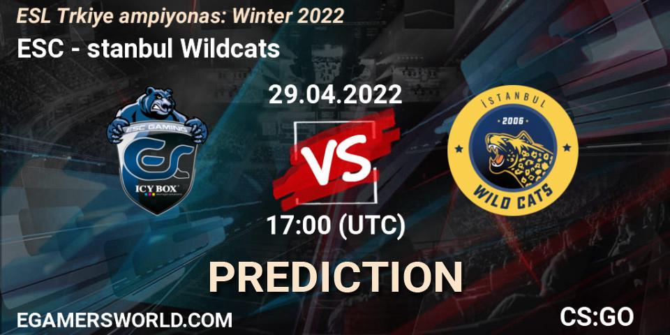 ESC vs İstanbul Wildcats: Match Prediction. 29.04.2022 at 17:00, Counter-Strike (CS2), ESL Türkiye Şampiyonası: Winter 2022