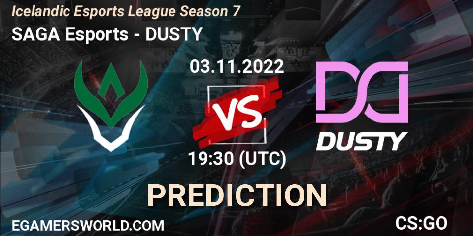 SAGA Esports vs DUSTY: Match Prediction. 03.11.2022 at 19:30, Counter-Strike (CS2), Icelandic Esports League Season 7