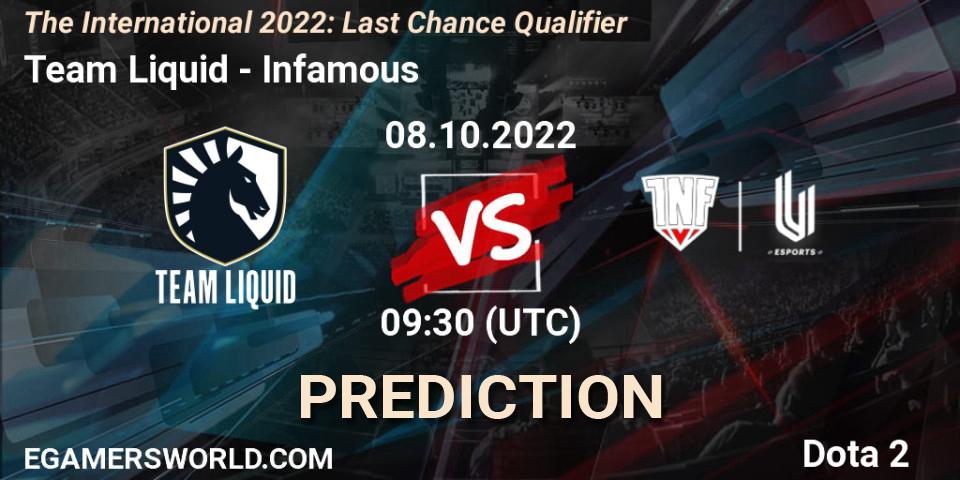 Team Liquid vs Infamous: Match Prediction. 08.10.22, Dota 2, The International 2022: Last Chance Qualifier