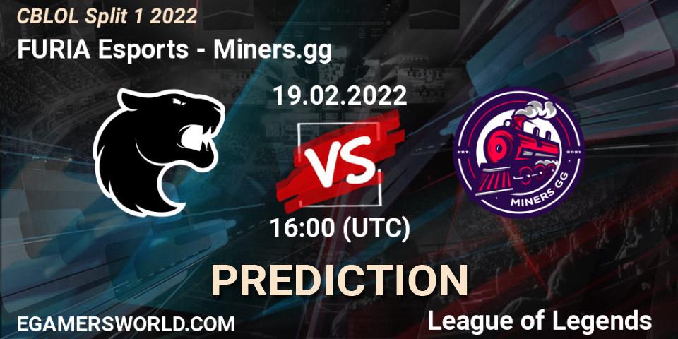 FURIA Esports vs Miners.gg: Match Prediction. 19.02.2022 at 16:00, LoL, CBLOL Split 1 2022