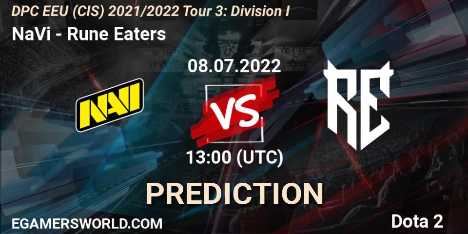 NaVi vs Rune Eaters: Match Prediction. 08.07.22, Dota 2, DPC EEU (CIS) 2021/2022 Tour 3: Division I