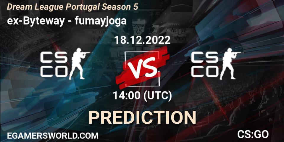 ex-Byteway vs fumayjoga: Match Prediction. 18.12.2022 at 14:00, Counter-Strike (CS2), Dream League Portugal Season 5