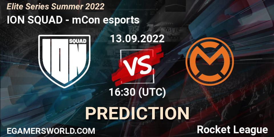 ION SQUAD vs mCon esports: Match Prediction. 13.09.2022 at 16:30, Rocket League, Elite Series Summer 2022