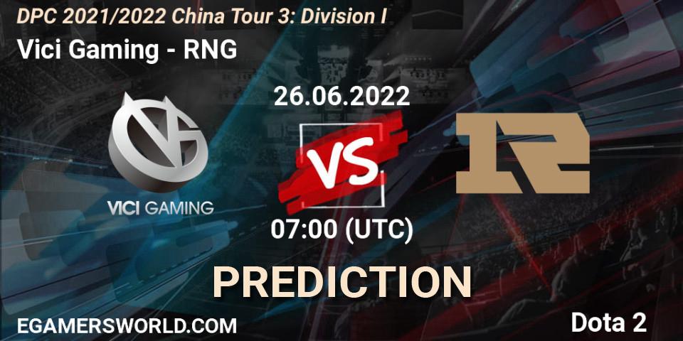 Vici Gaming vs RNG: Match Prediction. 26.06.22, Dota 2, DPC 2021/2022 China Tour 3: Division I