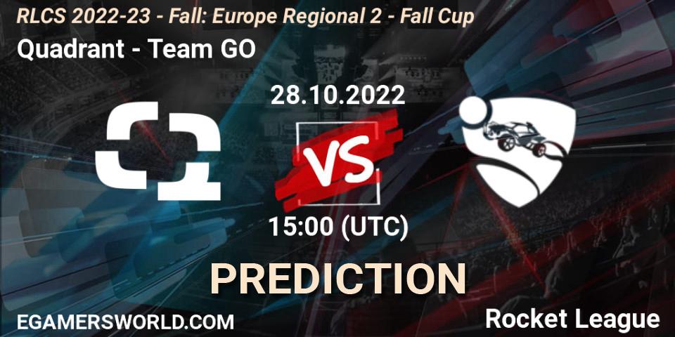 Quadrant vs Team GO: Match Prediction. 28.10.2022 at 15:00, Rocket League, RLCS 2022-23 - Fall: Europe Regional 2 - Fall Cup