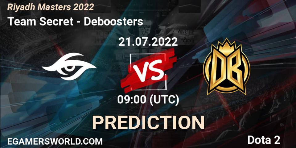 Team Secret vs Deboosters: Match Prediction. 21.07.2022 at 09:02, Dota 2, Riyadh Masters 2022