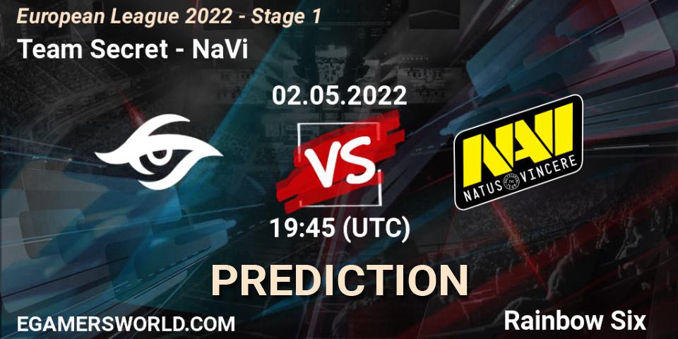 Team Secret vs NaVi: Match Prediction. 02.05.2022 at 21:00, Rainbow Six, European League 2022 - Stage 1