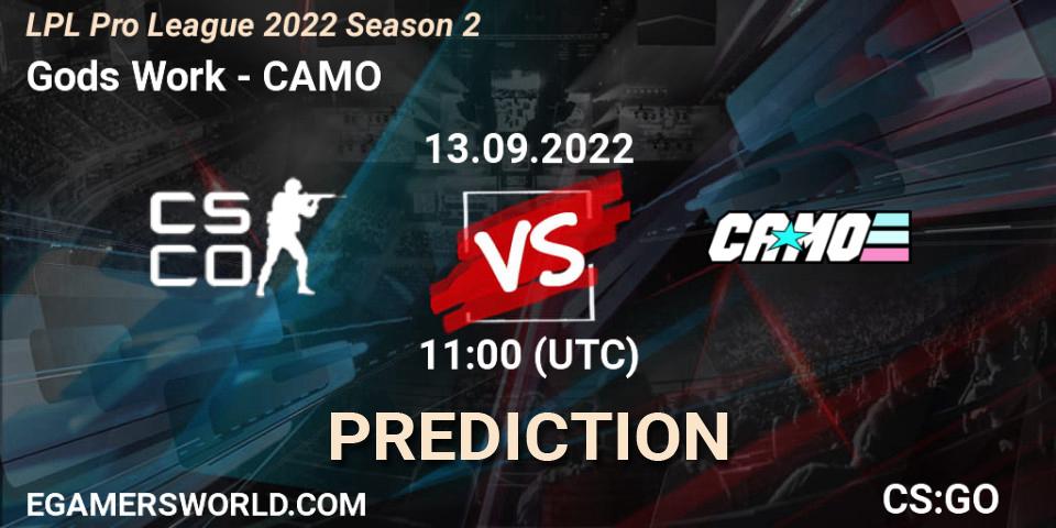 Gods Work vs CAMO: Match Prediction. 20.09.2022 at 10:30, Counter-Strike (CS2), LPL Pro League 2022 Season 2