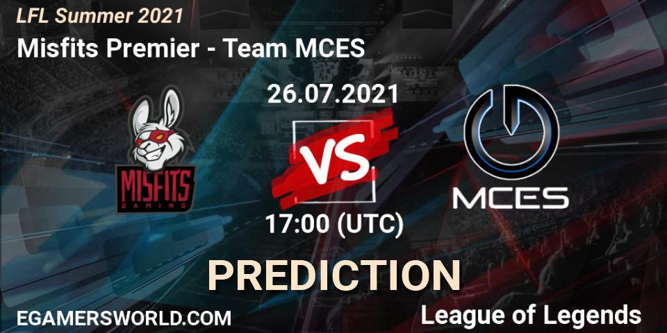 Misfits Premier vs Team MCES: Match Prediction. 26.07.2021 at 17:00, LoL, LFL Summer 2021