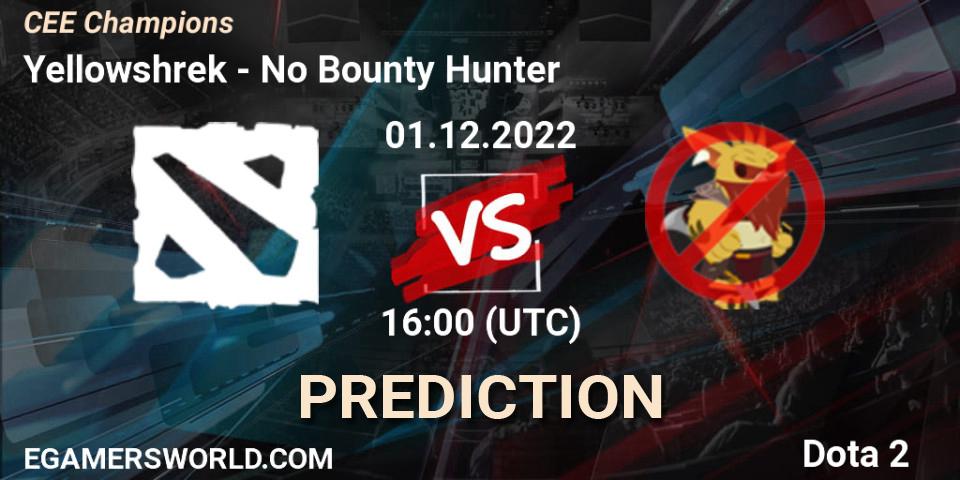Yellowshrek vs No Bounty Hunter: Match Prediction. 01.12.22, Dota 2, CEE Champions