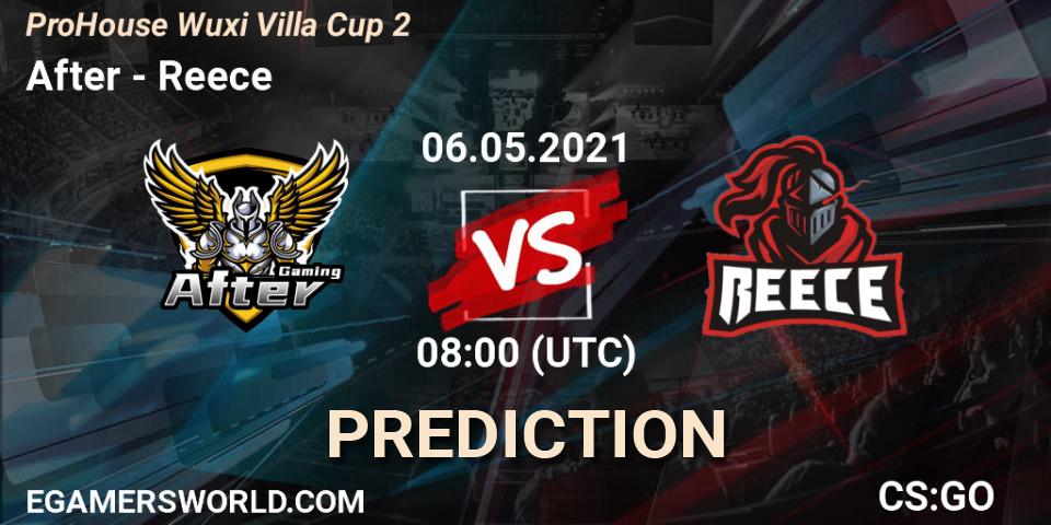 After vs Reece: Match Prediction. 06.05.2021 at 08:35, Counter-Strike (CS2), ProHouse Wuxi Villa Cup Season 2