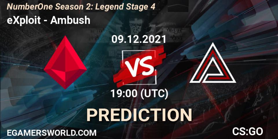 eXploit vs Ambush: Match Prediction. 09.12.21, CS2 (CS:GO), NumberOne Season 2: Legend Stage 4