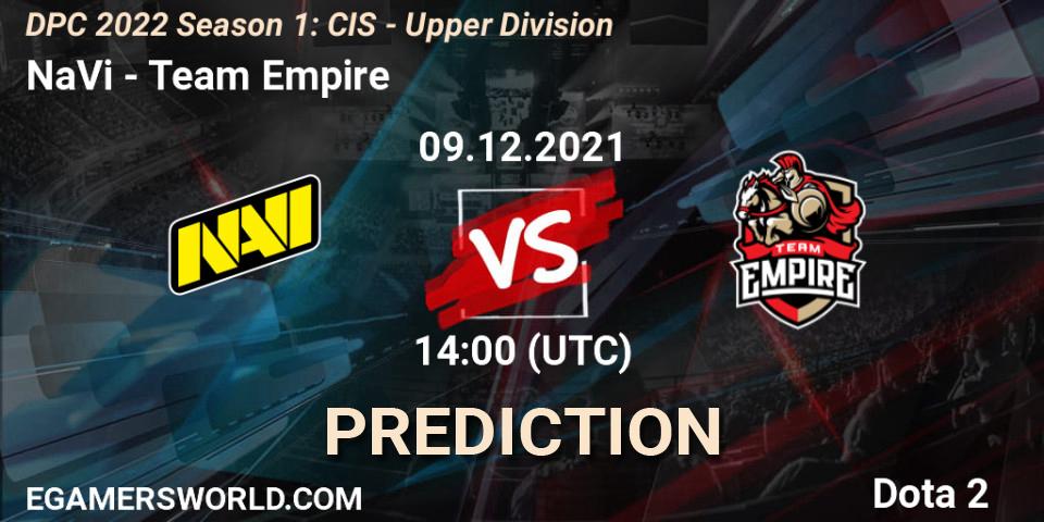 NaVi vs Team Empire: Match Prediction. 09.12.21, Dota 2, DPC 2022 Season 1: CIS - Upper Division
