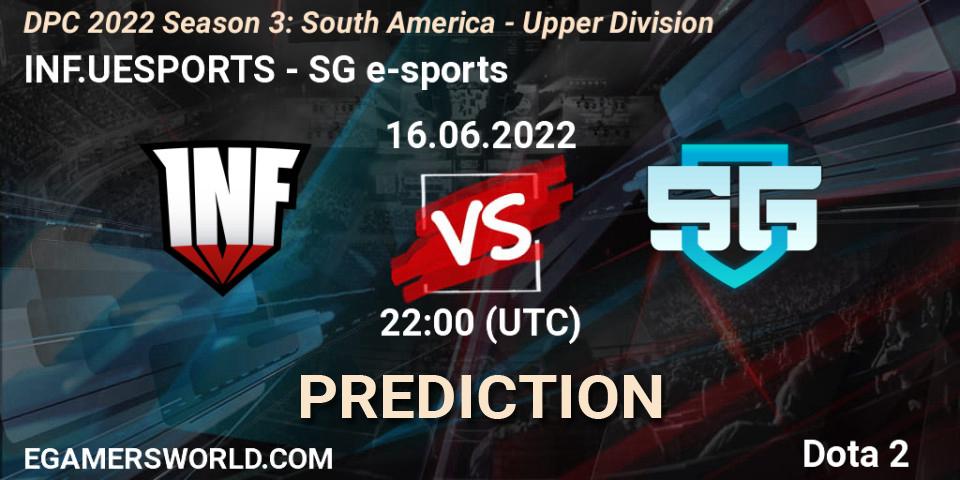 Infamous vs SG e-sports: Match Prediction. 16.06.2022 at 22:02, Dota 2, DPC SA 2021/2022 Tour 3: Division I