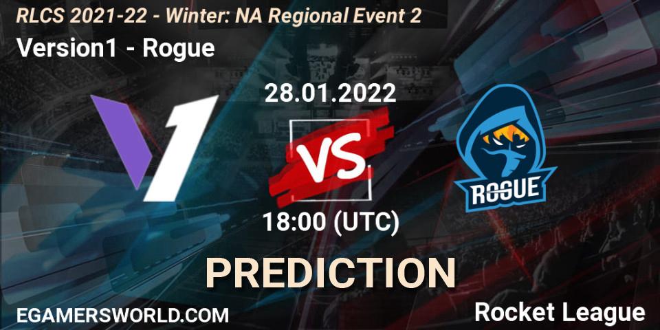 Version1 vs Rogue: Match Prediction. 28.01.2022 at 18:00, Rocket League, RLCS 2021-22 - Winter: NA Regional Event 2
