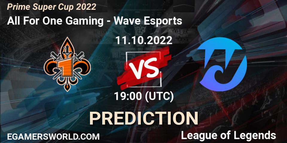 All For One Gaming vs Wave Esports: Match Prediction. 11.10.2022 at 19:00, LoL, Prime Super Cup 2022