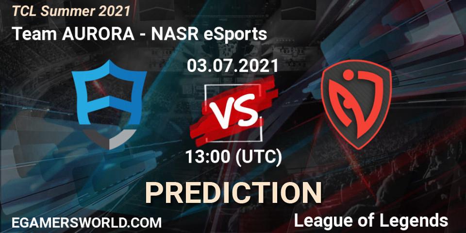 Team AURORA vs NASR eSports: Match Prediction. 03.07.2021 at 14:00, LoL, TCL Summer 2021