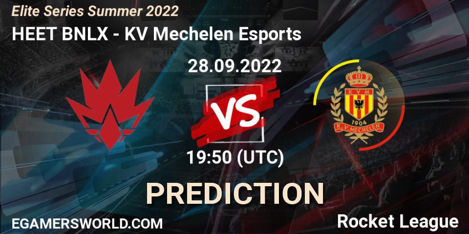 HEET BNLX vs KV Mechelen Esports: Match Prediction. 28.09.2022 at 19:50, Rocket League, Elite Series Summer 2022