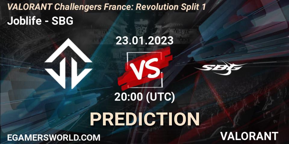 Joblife vs SBG: Match Prediction. 23.01.2023 at 20:00, VALORANT, VALORANT Challengers 2023 France: Revolution Split 1