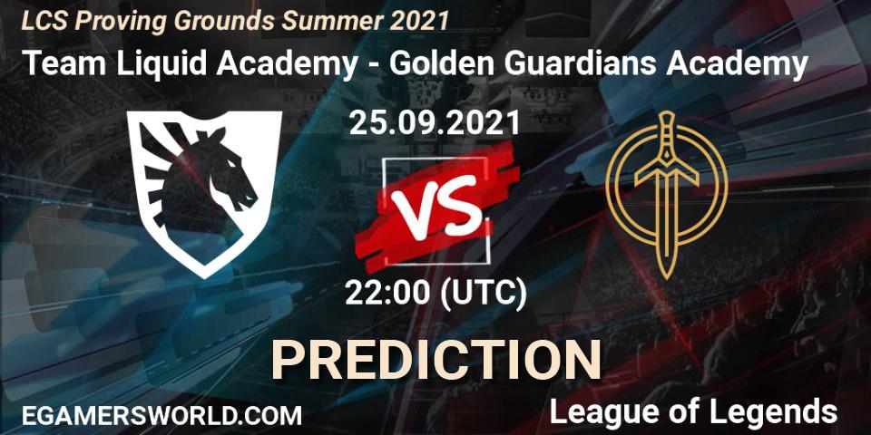 Team Liquid Academy vs Golden Guardians Academy: Match Prediction. 25.09.2021 at 22:00, LoL, LCS Proving Grounds Summer 2021