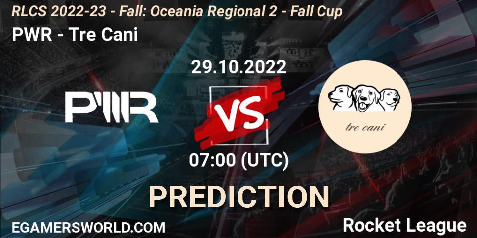 PWR vs Tre Cani: Match Prediction. 29.10.2022 at 07:00, Rocket League, RLCS 2022-23 - Fall: Oceania Regional 2 - Fall Cup