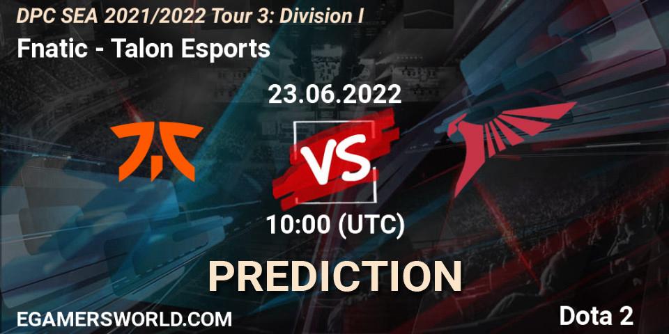 Fnatic vs Talon Esports: Match Prediction. 23.06.2022 at 10:49, Dota 2, DPC SEA 2021/2022 Tour 3: Division I