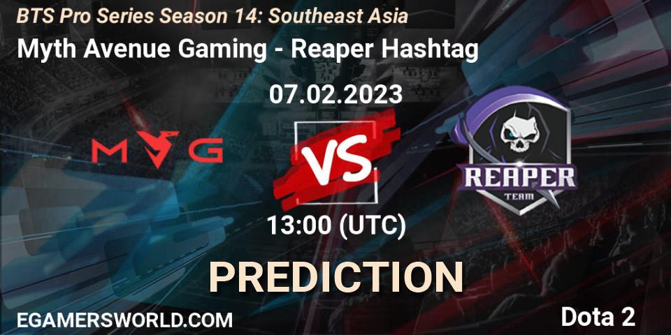 Myth Avenue Gaming vs Reaper Hashtag: Match Prediction. 07.02.23, Dota 2, BTS Pro Series Season 14: Southeast Asia