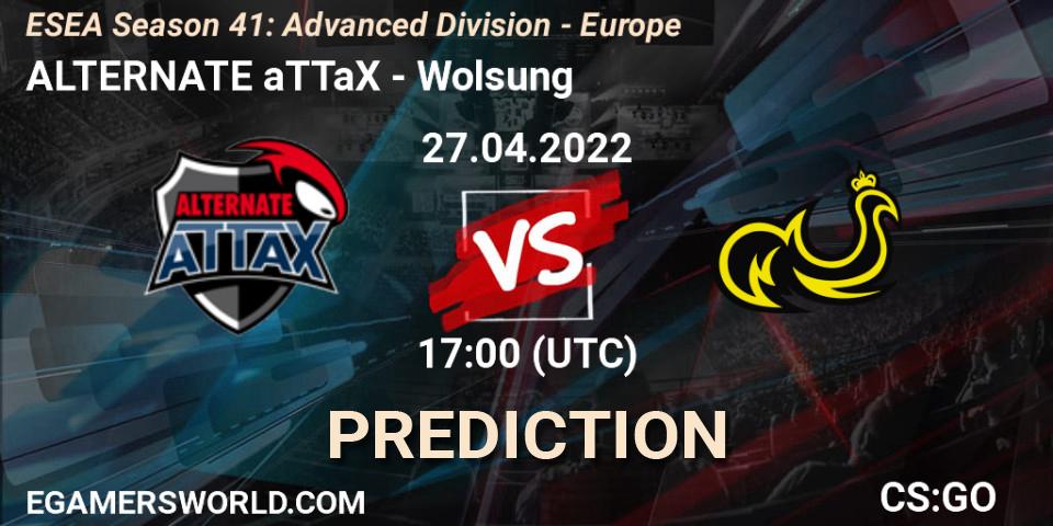 ALTERNATE aTTaX vs Wolsung: Match Prediction. 27.04.2022 at 17:00, Counter-Strike (CS2), ESEA Season 41: Advanced Division - Europe