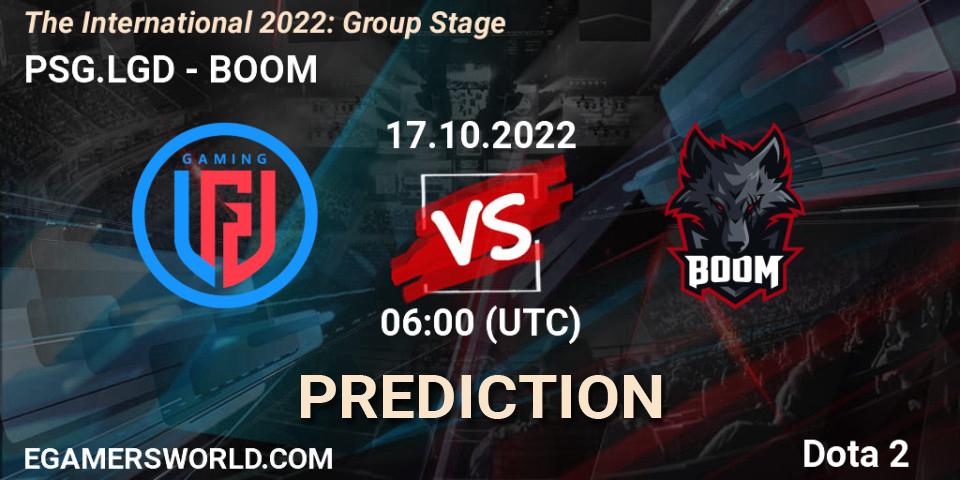 PSG.LGD vs BOOM: Match Prediction. 17.10.2022 at 06:47, Dota 2, The International 2022: Group Stage