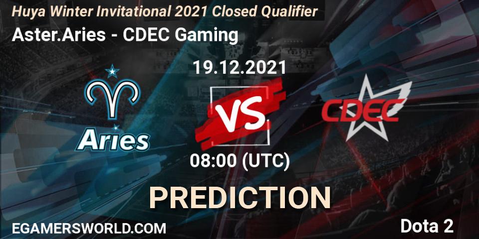 Aster.Aries vs CDEC Gaming: Match Prediction. 19.12.2021 at 07:00, Dota 2, Huya Winter Invitational 2021 Closed Qualifier