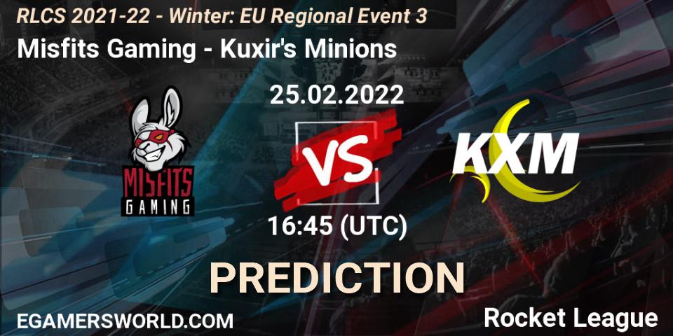 Misfits Gaming vs Kuxir's Minions: Match Prediction. 25.02.2022 at 16:45, Rocket League, RLCS 2021-22 - Winter: EU Regional Event 3
