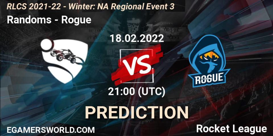 Randoms vs Rogue: Match Prediction. 18.02.2022 at 21:30, Rocket League, RLCS 2021-22 - Winter: NA Regional Event 3