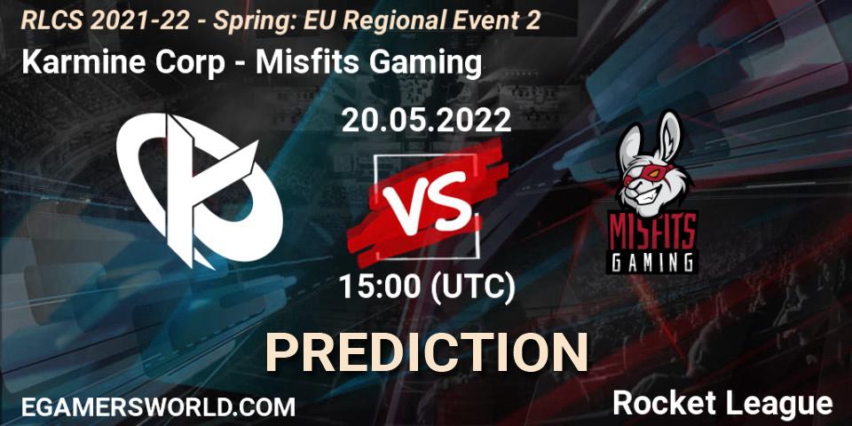 Karmine Corp vs Misfits Gaming: Match Prediction. 20.05.2022 at 15:00, Rocket League, RLCS 2021-22 - Spring: EU Regional Event 2